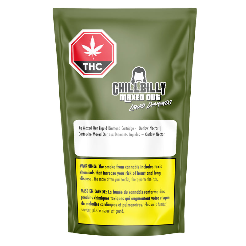 Green packaging of Chillbilly Maxed Out Liquid Diamonds with THC logo on a white background