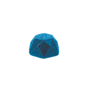 Blue textured gummy on a white background