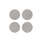A set of four small, round, grey filling pads designed for use with a vaporizer.