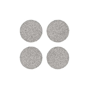 A set of four small, round, grey filling pads designed for use with a vaporizer.