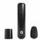 A black G Pen Micro+ vaporizer shown disassembled, with the main body, a mouthpiece, and a tank or cap component displayed separately. The main body features a prominent "G" logo and a power button.