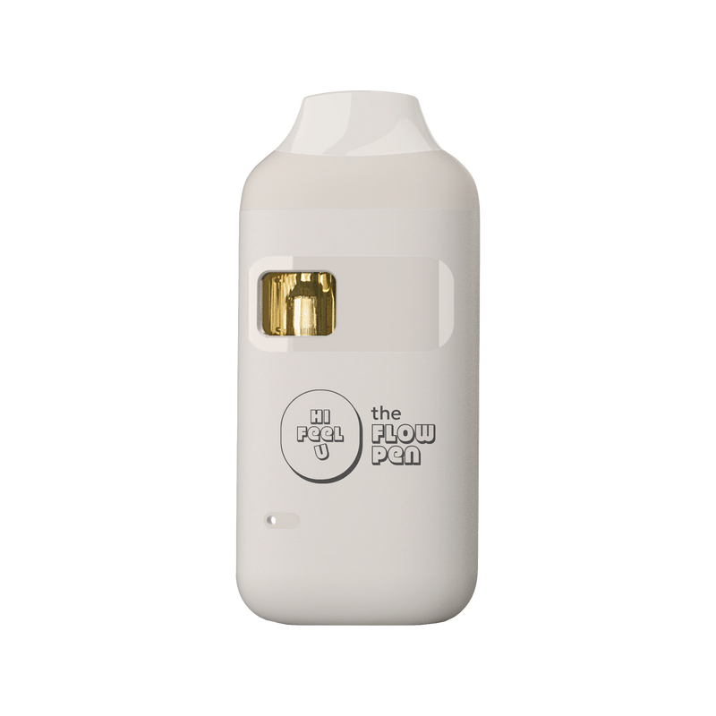 White pen-shaped device with gold accent on a white background