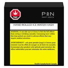 Product packaging with text and warning labels on a black background
