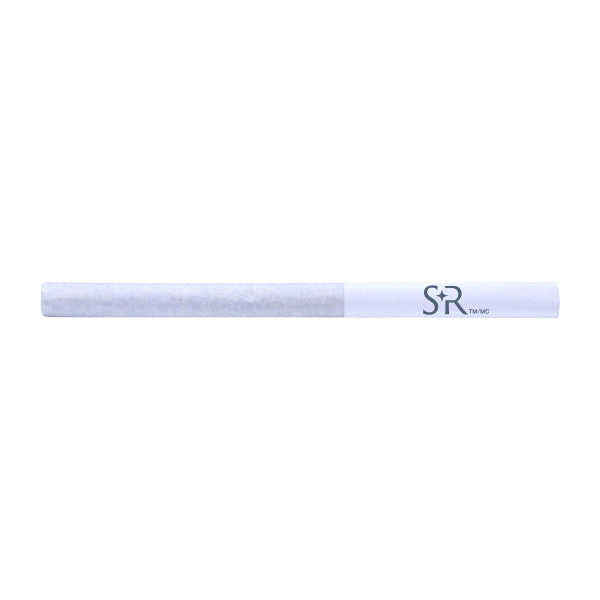 White preroll joint with 'S+R' logo on a white background