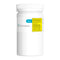 White container with labels on a white background