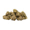 Close-up of dried cannabis buds on a white background