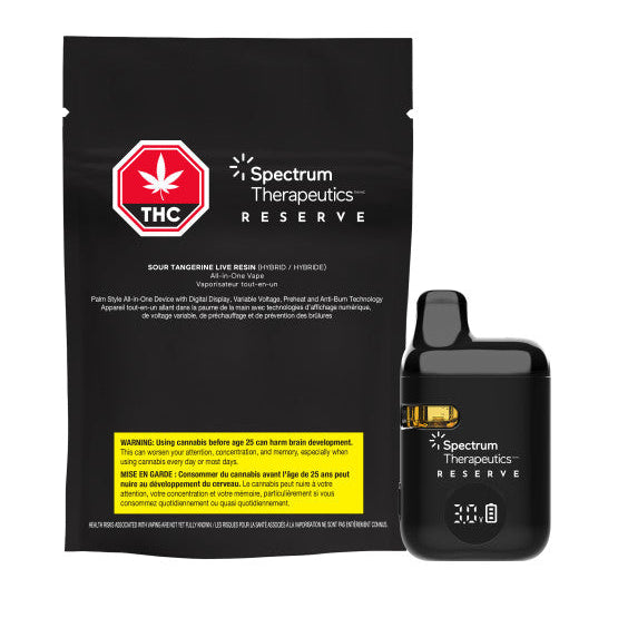 Spectrum Therapeutics Reserve THC vape device packaging on a white background