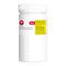 White container with labels on a white background