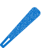 Blue rectangular object with speckled pattern on a white background