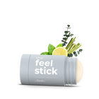 Product packaging labeled 'the feel stick' with natural elements on a white background