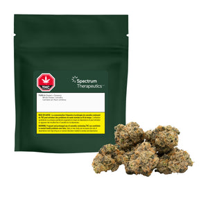cannabis packaging with cannabis bud on white background