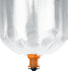 A clear, round balloon with a mouthpiece attached to a base, designed for use with a vaporizer.