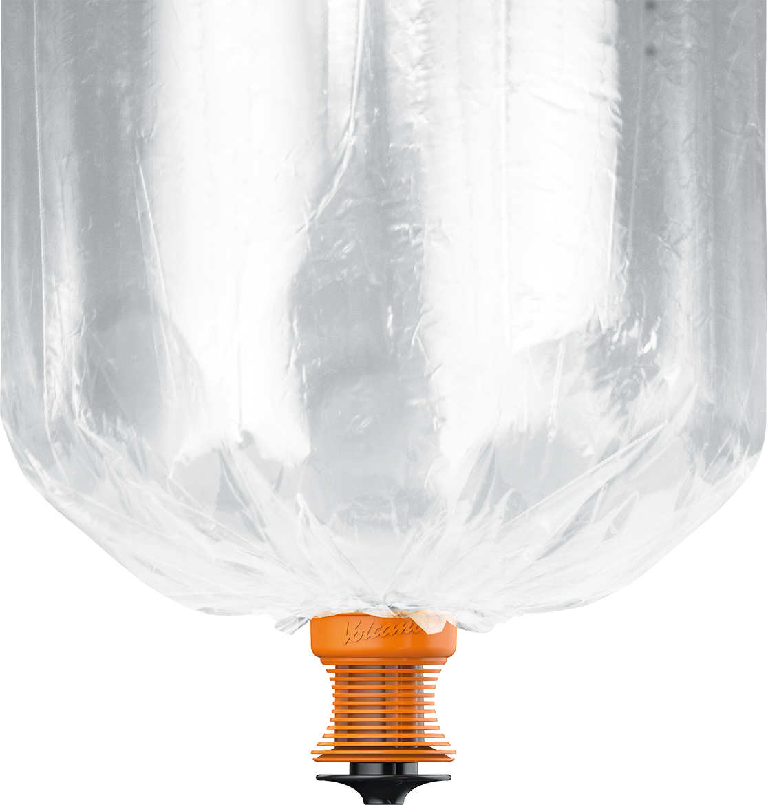 A clear EASY VALVE XL balloon with a mouthpiece, designed for use with a vaporizer.