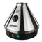 The image shows a Volcano Classic Vaporizer, which is a table-top vaporizing device with a metallic silver finish and a conical shape. It features a control knob on the front and three indicator lights in red, green, and yellow.