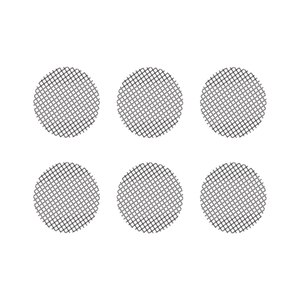 Set of six metallic screens with a coarse mesh pattern, likely made of stainless steel, arranged in two rows of three.
