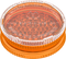 This is a grinder from Storz & Bickel made of orange plastic, pictured a side angle