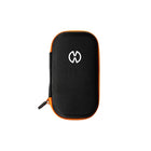 A black and orange Storz & Bickel Crafty travel case with a hard shell and a zipper.