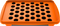 A set of accessories for filling dosing capsules, including a filling device, spatula, plunger, grinder, magazine with sealed capsules, and a scale. The grinder and magazine have orange accents.