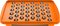 A set of accessories for filling dosing capsules, including a filling device, spatula, plunger, grinder, magazine with sealed capsules, and a scale. The grinder and magazine have orange accents.