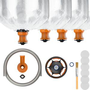 An assortment of accessories for the Storz & Bickel Volcano Hybrid, including balloons, tubes, and screens for smoking setups.
