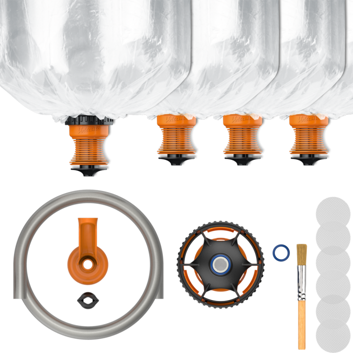 An assortment of accessories for the Storz & Bickel Volcano Hybrid, including balloons, tubes, and screens for smoking setups.