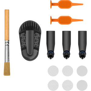 An image showing the Storz & Bickel Crafty+ Wear and Tear Set with various spare parts including mouthpieces, cooling unit, screen set, filling chamber tools, and cleaning brush.