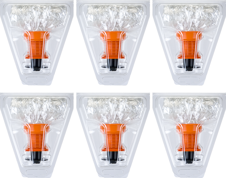 A clear EASY VALVE XL balloon with a mouthpiece, designed for use with a vaporizer.