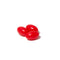 3 red softgel capsules on white background
